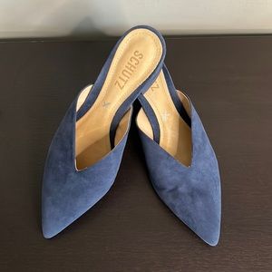 SCHUTZ Dauani Mule Heel Sailfish Navy
Blue Suede Pointed Toe Sz 6.5